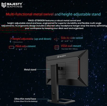 شاشة العاب ماجيستي 27 بوصة - QHD 2K 320Hz, 0.5MS, FAST