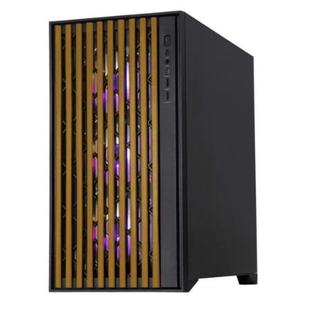 Egeira Nordic Black ATX Gaming Case – Wooden Front Design – Tempered Glass – High-Airflow – 1× ARGB Fan
