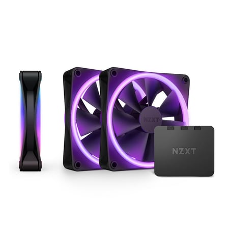 NZXT F120 RGB Duo 120mm PWM Fan 3 Pack with Controller Black RF-D12SF-B1