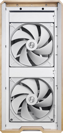 LIAN LI LANCOOL 217 White ATX Case – Dual-Chamber – High-Airflow Mesh Front – Wood Accent – Tempered Glass