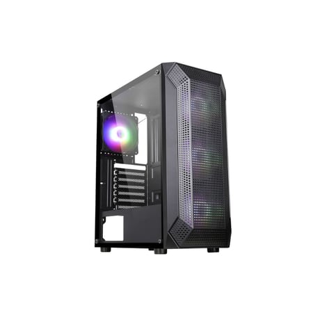 Egeira Honey Comb Black Mid Tower Gaming Case – FRGB Fans – Mesh Front – Tempered Glass – High Airflow