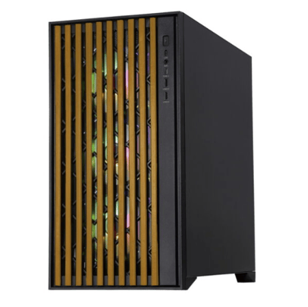 Egeira Nordic Black ATX Gaming Case – Wooden Front Design – Tempered Glass – High-Airflow – 1× ARGB Fan