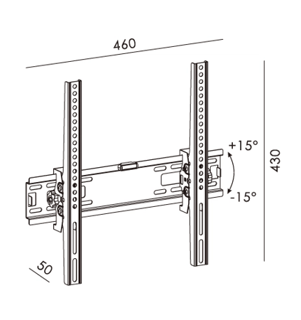 FUJISTAR FIXED TV WALL MOUNT BRACKET, MOVABLE UP AND DOWN, "26-55",25KG FB302