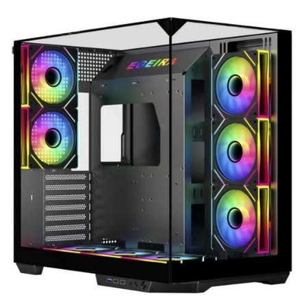 Egeira MIRAGE Black ATX Gaming Case – USB 3.0 – ARGB Fans – Tempered Glass – High Airflow Design