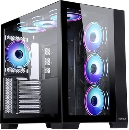 Egeira Supreme Black ATX Gaming Case – 7× ARGB Fans – Dual Tempered Glass – High Airflow Design