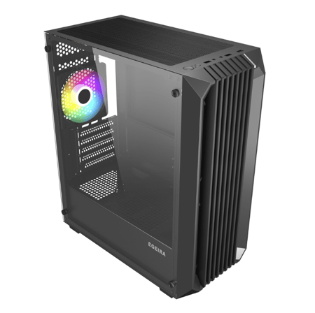 Egeira Nexus Black Micro ATX Gaming Computer Case – USB 3.0 – 4× Rainbow FRGB Fans (Pre-Installed)