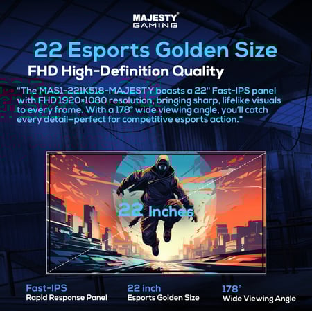 شاشة ألعاب ماجيستي 22 بوصة – - FHD 1920x1080 120Hz FALCON GAMES