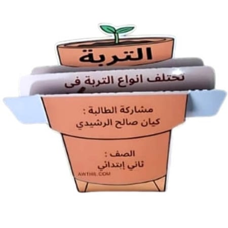 صورة واجهة مطوية أنواع التربة مع خانة اسم الطالب والصف