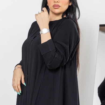 عباية سوداء كلوش طقطق واسعه R1103