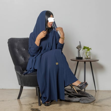 عبايه ملونه ساده اللون كحلي غامق z2018