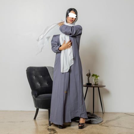 عبايه ملونة باللون الفيراني الرمادي 2023