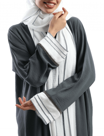 عباية ملونة باللون الرصاصي الداكن والأبيض 5046