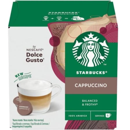 كبسولات قهوة وحليب ستاربكس كابتشينو - سهلة التحضير