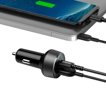 شاحن سيارة انكر بقوة 30واط مع كيبل بي دي ايفون