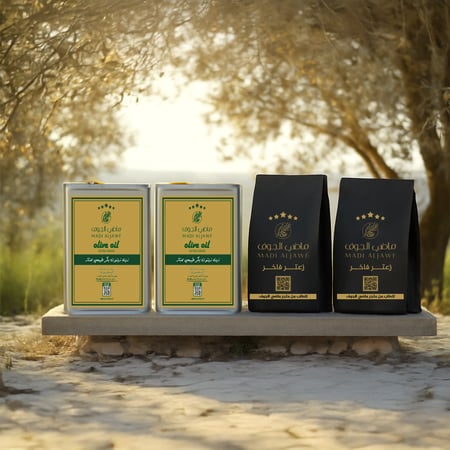 بكج زيت الزيتون والزعتر الفاخر – (4 لتر زيت زيتون + 1 كجم زعتر)