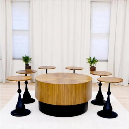 طقم طاولة خشب قشرة الجواز لون بني فاتح