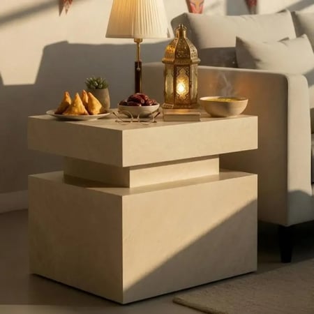 طاولة جانبية عصرية بديل الرخام خشن