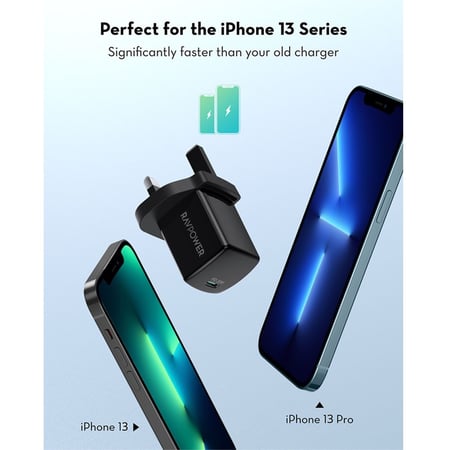 راس شاحن جداري ميني راف بور 20واط بتقينة بي دي اسود