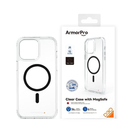 ارمر برو كفر حماية شفاف للايفون 15 ماق سيف اسود