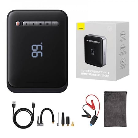 بيسوس اشتراك سيارة و منفاخ كفرات و باور بانك 2 في 1