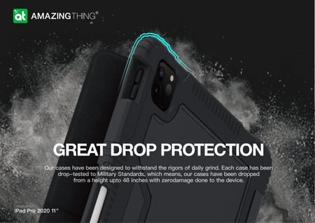 اميزنق ثينق كفر حماية صلب للايباد برو 11 انش اسود