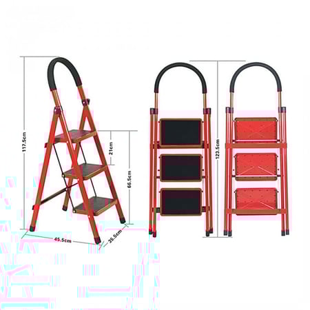 سلم منزلي متعدد الاستمالات احمر و اسود 2 درجة
