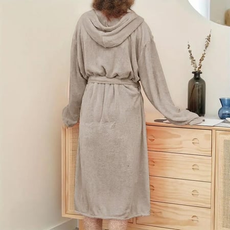 روب حمام قطن فندقي بيج بقبعة رأس فري سايز ناعم عالي الامتصاص