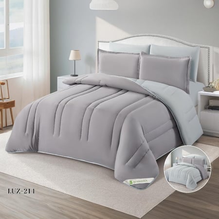 طقم مفرش فندقي لوزي وجهين سادة | 4 قطع – نفرين – موديل LUZ