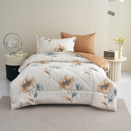 طقم مفرش divana وجهين سادة ومشجر – متوفر بعدة الوان – نفر ونص 4 قطع