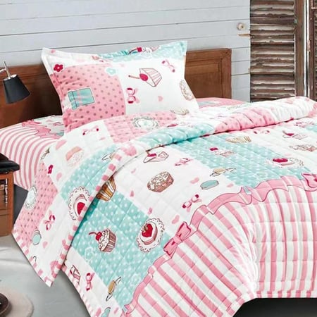 مفرش اطفال مخمل مضغوط وردي ازرق حلويات افضل من اورانج بيد آند باث في ا