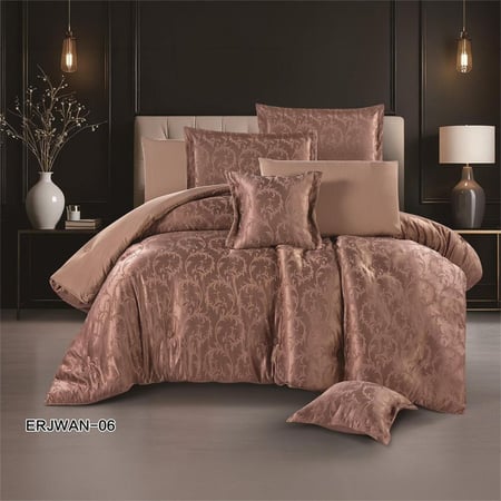 طقم مفرش ارجوان جاكارد فاخر | 8 قطع نفرين