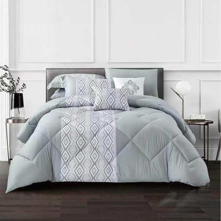 مفرش رمادي فاتح فندقي من سليب لاند تصميم ناعم بخياطة هندسية الرياض