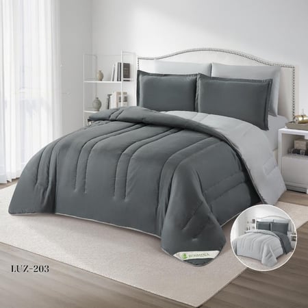 طقم مفرش فندقي لوزي وجهين سادة | 6 قطع – نفرين – موديل LUZ