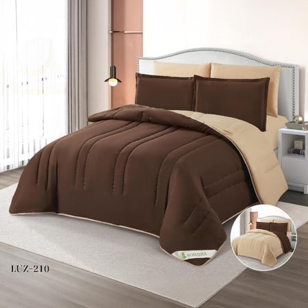 طقم مفرش فندقي لوزي وجهين سادة | 6 قطع – نفرين – موديل LUZ