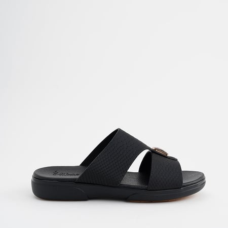 حذاء رجالي خليجي - جلد منقوش أسود