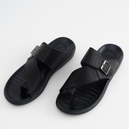 حذاء رجالي خليجي إبزيم - جلد أسود