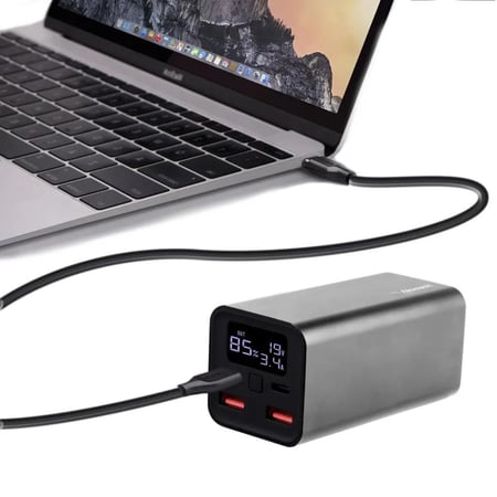 شاحن متنقل 20,000mAh 65 واط مع مدغلين يو اس بي و مدغل تايب سي من شركة Moogmax