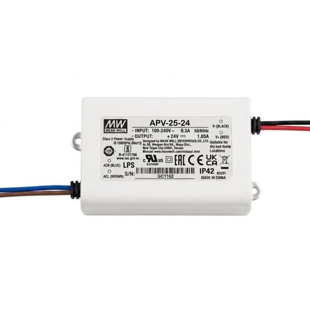 APV-25-24Vمحول 25واط لشريط إضاءة خطية مرنة ليد ( ستريب و نيون فليكس ) - التيار الكهربائي ڤولت- DC24V