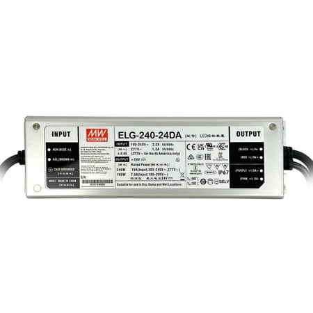 محول دالي MEAN WELL DALI ELG-240-24-DA بقدرة 240 واط (درايفر): درجة الحماية IP67