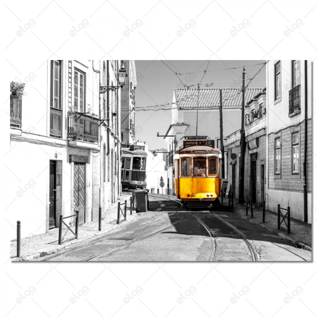 لوحة فنية الترام الأصفر في شوارع لشبونة