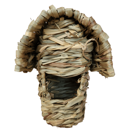 عش زيبرا على شكل كوخ مصنوع يدوياً من أوراق القصب قابل للتعليق