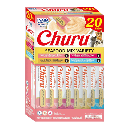 إنابا تشورو مكافآت للقطط هريسة بتشكيلة المأكولات البحرية 20 × 14 جم