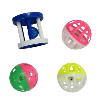 لعبة دحرجة الكرات والاسطوانة والأجراس للقطط