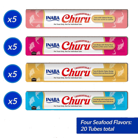 إنابا تشورو مكافآت للقطط هريسة بتشكيلة المأكولات البحرية 20 × 14 جم