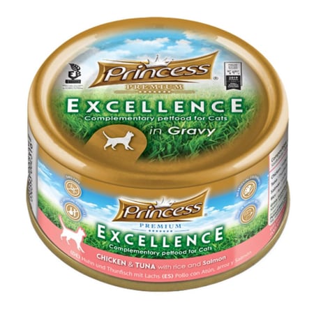 برينسيس بريميوم طعام رطب للقطط الدجاج والتونا مع الأرز والسالمون 170