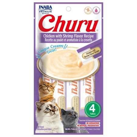 إنابا تشورو مكافآت للقطط هريسة الدجاج مع الجمبري 4  14x جم