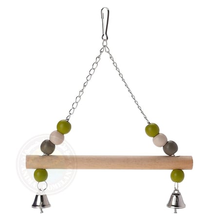 زولكس لعبة طيور أرجوحة مع مجثم وكرات خشبية وسلسلة وأجراس معدنية