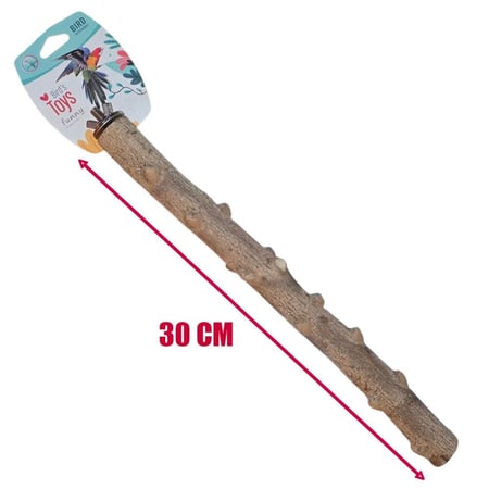 مجثم وقوف للطيور من الخشب الطبيعي مع اللحاء قابلة للتثبيت بطول 30 سم