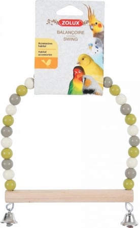 زولكس ألعاب طيور أرجوحة طيور دائرية من الخرز مع غصن خشبي وأجراس