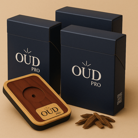 [مجموعة] 3 باكت العود الفيتنامي الطبيعي مع قاعدة خشبية من Oud Pro